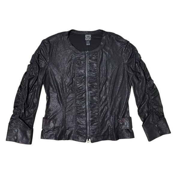 Clara SunWoo Liquid Leather Animal Print Jacket Black Women’s Medium - Picture 1 of 7